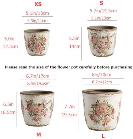 Reto Rustic Ceramic Flower Pots for Garden Plants and Succulents,Distressed Cracked Glazed Planters with Drainage Holes Tuscan Flower Pots for Outdoor,Browns,with Hole - Image 4