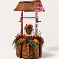 54" Outdoor Wooden Wishing Well Planter with Colorful LED Lights by Unknown