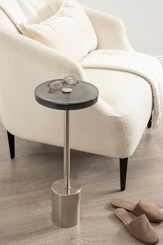 Kate and Laurel Xyler Modern Metal and Glass Top Round Drink Table - Image 2