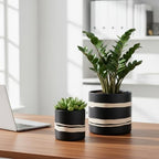 Nihow Ceramic Modern Plant Pot with Drainage for Indoor Plants,5+7 inch - Image 4