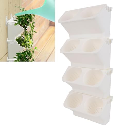Dan&Dre Vertical Garden Planter Wall Planter Box for Indoor Outdoor Hanging with 22.4x9.4in Large Pockets Rust PP Living Wall Decor for Balcony Yard Home Garden (White) - Image 3