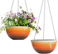 2 Pack 10 Inch Glazed Hanging Planters for Indoor Outdoor Plants, Orange by Vanslogreen