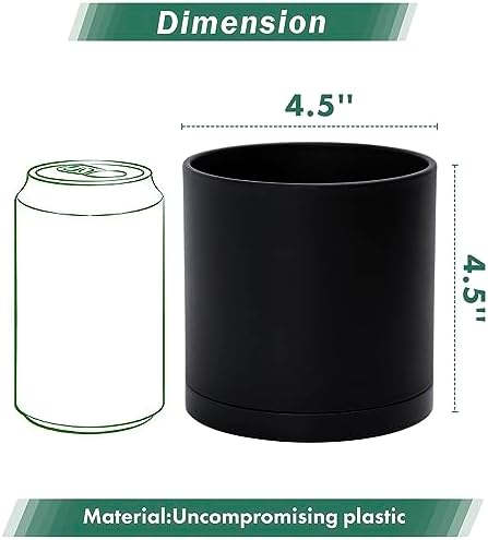 D'vine Dev 6-Pack Black Plastic Planters with Saucers, 4.5 in, 74-Y-F-3 - Image 2
