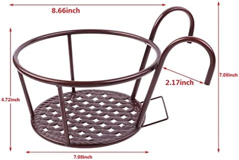 Hanging Railing Planters Baskets Art Hanging Flower Stands Balcony Flower Pot Holders Plant Iron Racks Fence Metal Potted Stand Mounted Balcony Round Plant Basket Shelf Container Box,Garden Steel Pots - Image 2