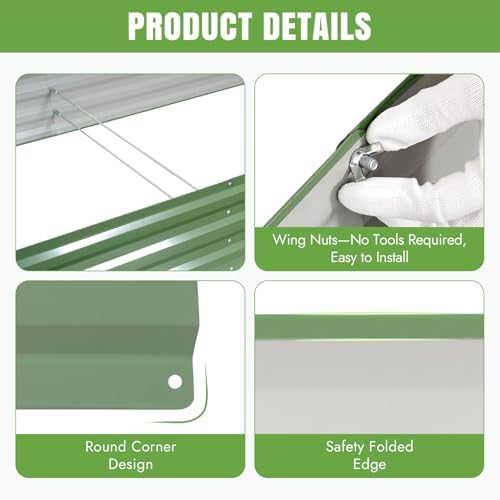 INNO STAGE Galvanized Raised Bed, 8x2x1ft Metal Garden Beds, 2pcs, Green - Image 4
