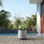 Kante Pale Gray Concrete Planter 13" Dia All-Weather Round Accent Pot - Image 5