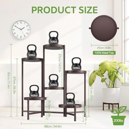 iDavosic.ly 6 Tier Large Plant Stand Indoor Outdoor, 10 Inch Tray, Bronze - Image 4