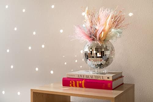Disco Ball Planter 8" with Acrylic Base and Cotton Macrame Plant Hanger - for Home Décor, Room Décor, Boho Décor, Disco Decor - Image 4