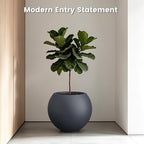 Kante Accent Round Sphere Charcoal Concrete Planter 11" Dia, Outdoor - Image 3
