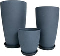 24/21/11 Inch Tall Planter Pots Garden Plastic Planters - Set of 3 for Indoor & Outdoor Use - Decorative Lightweight Flower Pots (Dark Grey) by MinCHI257