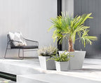 Ecopots Rotterdam Square Flower Planter, White Grey, 12" - Image 3