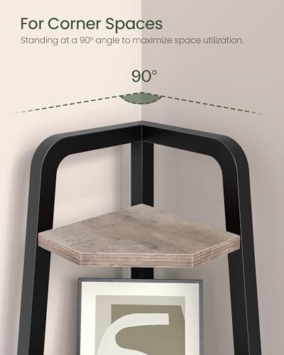 CHOEZON Corner Shelf, 5-Tier Ladder Corner Shelf, Ladder Bookshelf, 59.6" Tall Vertical Display Stand, Metal Frame Bookshelf, for Living Room, Bedroom, Kitchen, Greige and Black TCJ20BG - Image 4