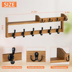 27.5" Wall Mount Coat Rack with Shelf, Key Holder & Mail Organizer, Brown - Image 2