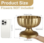 Retro Gold Vases for Centerpieces Set of 2 Brass Metal Vases for Flowers Decorative Pedestal Bowl for Table Centerpieces Floral Arrangments on Housewarming Wedding Party - Image 6