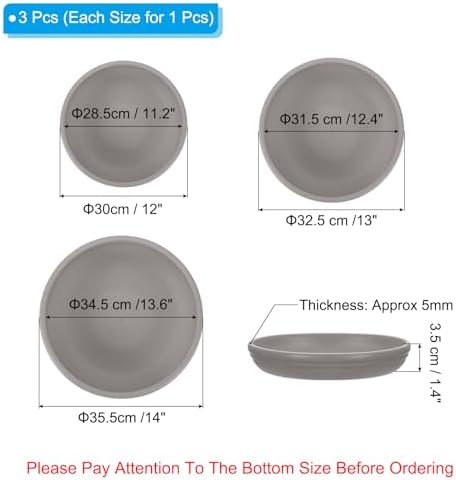 PATIKIL Plant Saucer Tray, 3 Pack 12/13/14 Inch Plastic Round Plant Saucer Flower Planter Drip Tray for Indoors Outdoors Patio Balcony, Gray - Image 2
