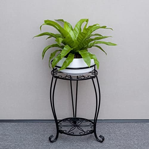 FaithLand 2 Tier Black Metal Plant Stand Indoor Outdoor, 19.4", 2 Pack - Image 2