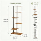 Corner Tall Plant Stand Indoor 6 Tier 8 Potted, Rustic Brown - Image 3