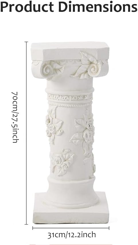 Vintage Roman Column Pedestal Stand Flower Plant Pillar Magnesium Oxide Large Sculpture Pedestal Stand Holder White Decorative Greek Pillar for Indoor Outdoor Garden Events,J - Image 6