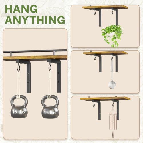 iDavosic.ly Wall Plant Holder with Grow Light 2 Pack, Floating Shelf, Brown - Image 6