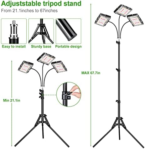 LBW Grow Light with Stand, Tri-Head LED Grow Lights for Indoor Plants - Image 4