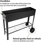 Piksedo Raised Garden Bed, Elevated Planter Metal Plant Box with Wheels with Legs Standing Garden Stand Drainage Holes Frosted Black - Image 4