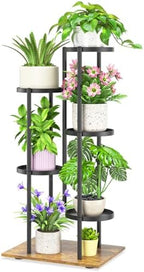 iDavosic.ly 5 Tier Plant Stand Indoor Outdoor, Black & Brown, 7.9 Inch Tray by iDavosicly