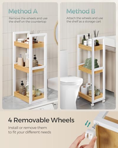 SONGMICS Bamboo Bathroom Shelf, 3-Tier Adjustable Plants Rack - Image 4