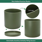 D'vine Dev Plastic Planter Pot with Saucer, 14 in, Olive, 74-X-I-4 - Image 5