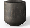 Kante Large Round Curved Vintage BRN Concrete Planter 16.5" Dia, Outdoor by Unknown