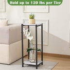 Dipion 31 Inch Tall Plant Stand Indoor,2 Tier Pedestal Stand,Marble White - Image 4