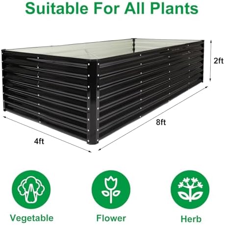 JERIA 8×4×2ft Galvanized Raised，Outdoor Metal Raised Garden Bed, Rectangular Deep Root Planter Box for Vegetables, Flowers, Herbs - Image 2
