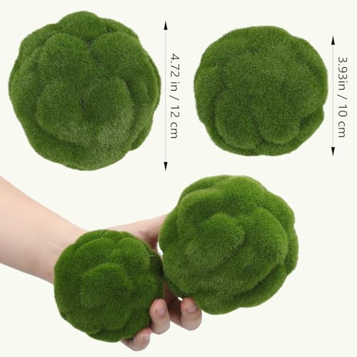 STOBAZA 4pcs Fake Green Moss Balls, Decorative Green Moss, Simulated Topiary Ball, Floral Arrangements for Garden Wedding Party Decoration - Image 6