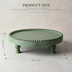 EOSAHR Beaded Wood Riser: Round Display Stand for Living Home Decor, Green - Image 2