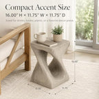 IRONORA Concrete Look Twisted Hollow Pedestal Side Table, Hourglass Sculpture Accent End Table, Weather Resistant Decor Plant Stand for Living Room Covered Patio Wabi Sabi Industrial Decor - Image 5