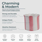 Set of 2 Ceramic Planters – Planter Pots for Greenery, Indoor or Outdoor Decor for Living Room, Patio, or Balcony – Striped Scallop Design for a Soft Tailored Look, Home Decor – 6" & 7", Pink & White - Image 5