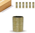 WGV Ceramic Cylinder Vase Bulk Width 4" Height 6" Elegant Unique Modern Matte Floral Container Planter Pot Centerpiece for Event Party Wedding Office Home Decor, Gold Textured 12 Pieces by WGVInternational-OpusGlassware