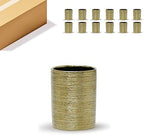 WGV Ceramic Cylinder Vase Bulk Width 4" Height 6" Elegant Unique Modern Matte Floral Container Planter Pot Centerpiece for Event Party Wedding Office Home Decor, Gold Textured 12 Pieces by WGVInternational-OpusGlassware
