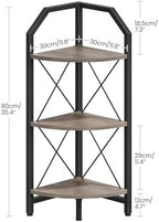 CHOEZON 3-Tier Corner Shelf, Industrial Corner Bookshelf, 35.4" Storage Stand, Plant Stand Display Shelf, Bookcase for Bedroom, Living Room, Home Office, Greige and Black TCJ03BG - Image 2