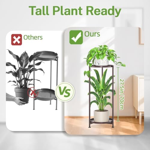 iDavosic.ly 2 Tier Metal Plant Stand Indoor Outdoor, 29 Inch Tall, Bronze - Image 2