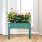Raised Garden Bed, Elevated Planter Green Metal Plant Box with Legs Standing Garden Stand Drainage Holes Green - Image 4