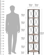 CHOEZON 6-Tier Corner Shelf, Corner Bookcase, 66.9" Tall Vertical Display Rack, Plant Stand, Open Storage Shelf, for Living Room, Bedroom, Study, Kitchen, Greige and Black TCJ13BG - Image 2