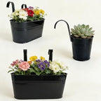 6 Pack Mixed Size Balcony Hanging Planters for Patio Garden Décor, Black - Image 2