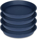 4 Pack of 14 inch Plant Saucers Bird Bath Bow Round, Plastic Plant Saucer Tray for Pots, White Planters for Indoor Plants, Plant Trays for Planter 12-15" (14", Blue) by Bleuhome