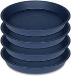 4 Pack of 14 inch Plant Saucers Bird Bath Bow Round, Plastic Plant Saucer Tray for Pots, White Planters for Indoor Plants, Plant Trays for Planter 12-15" (14", Blue) by Bleuhome