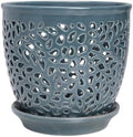 Elegant Orchid Pot with Holes, Large 6.5 inch Premium Porcelain Ceramic Orchid Pot for Repotting, Durable Ceramic Planter with Removable Saucer for Easy Drain, Planter Gifts for Moms by MamaCozyLife