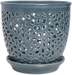 Elegant Orchid Pot with Holes, Large 6.5 inch Premium Porcelain Ceramic Orchid Pot for Repotting, Durable Ceramic Planter with Removable Saucer for Easy Drain, Planter Gifts for Moms by MamaCozyLife