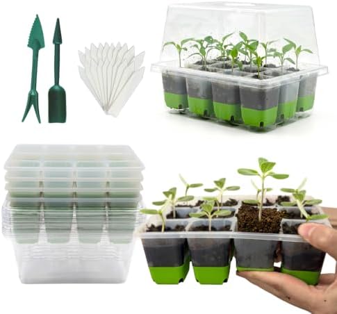 Seed Starter Kit 6 Pack, Reusable Silicone Seedling Starter Trays 72 Cells Seed Starter Tray, with Humidity Dome, Foldable Design for Easy Transplanting by Highqualityplantingtrays