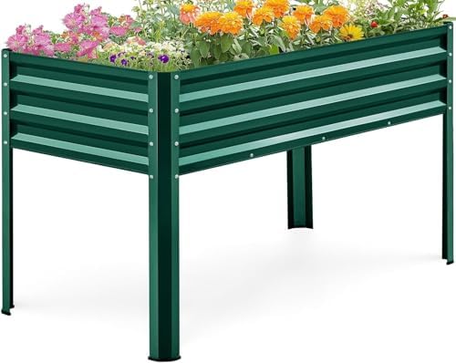 King Bird Large Raised Garden Bed with Legs 48×24×32 in by KINGBIRD