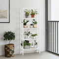 CAPHAUS Bookshelf, 5-Tier Book Shelf, Home Office Ladder Shelf with Bamboo Frame,Freestanding Storage Shelves Organizer, for Living Room, Kitchen,Bedroom,Plant Stand Bathroom,White by CAPHAUS