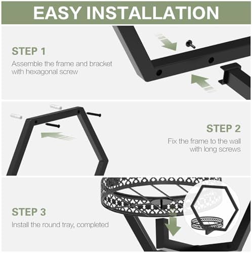 3 Packs Wall Planters for Indoor Plants, 7.9inch Metal Wall Plant Holder Hanger Wall Decor, Wall-Mounted Hanging Planters Window Plant Shelves Outdoor (Black Openwork) - Image 3
